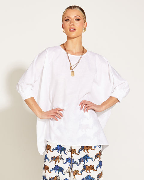 Linen Oversize Batwing Top