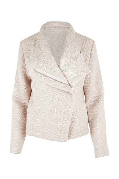 Boucle Biker Jacket Cream