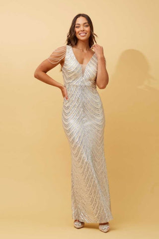 Cleo Embellished Gown Champagne