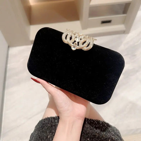 Scroll Diamante Velvet Clutch