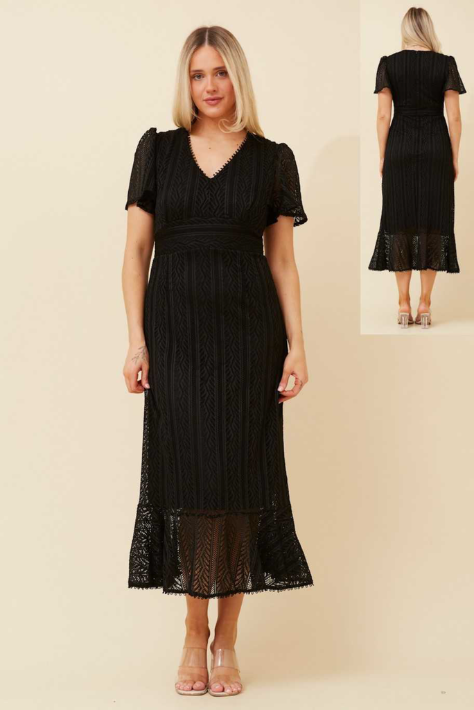 Yasmine Lace Dress Black