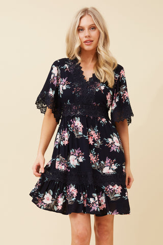 Gina Boho Lace Dress Navy