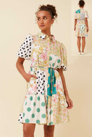 Elisha Spliced Print Dress