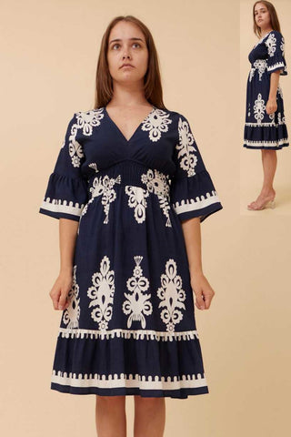 Piper Boho Dress Navy