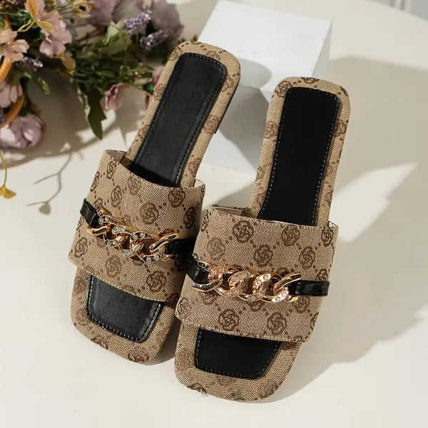 GiGi Chain Slides Black