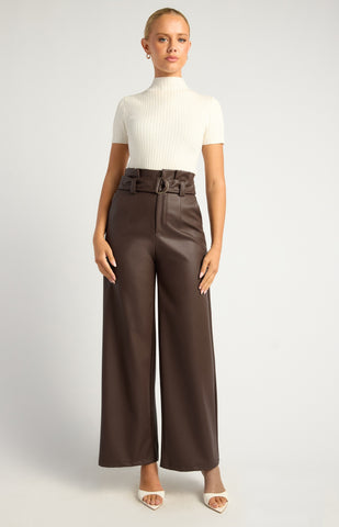 Faux Leather Pant Chocolate