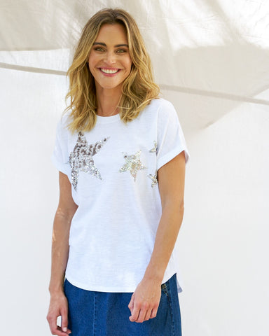 Hailey Tee White Silver Star