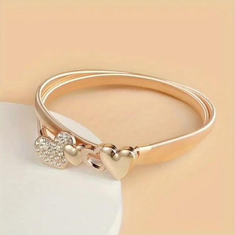 Heart Stretch Belt Gold