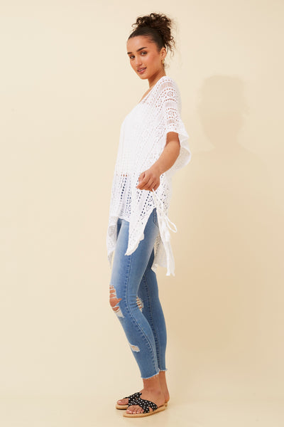 Lace Asymmetrical Top White