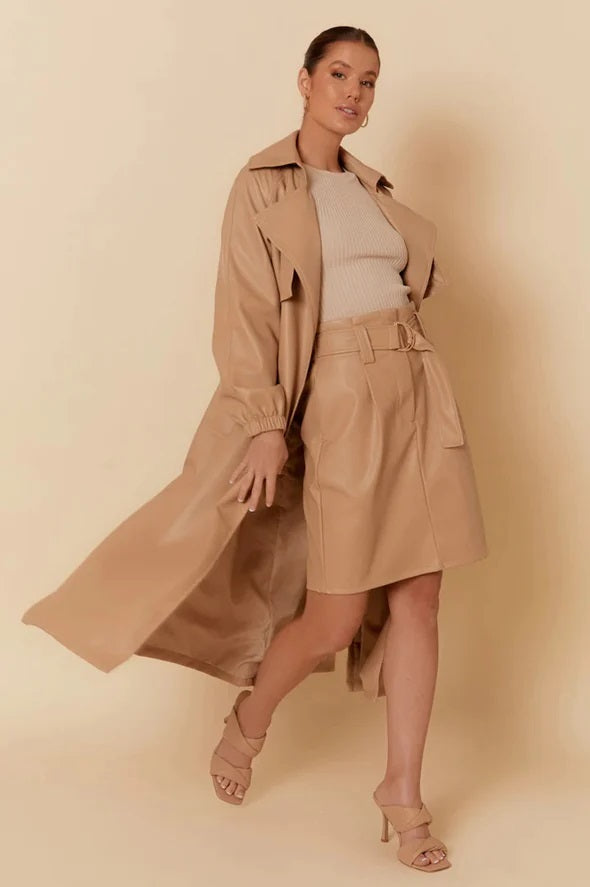 Leather Look Trench