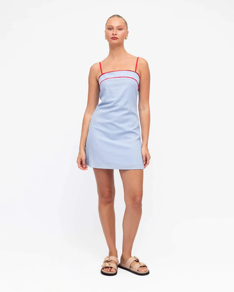 Lila Contrast Piping Mini Dress