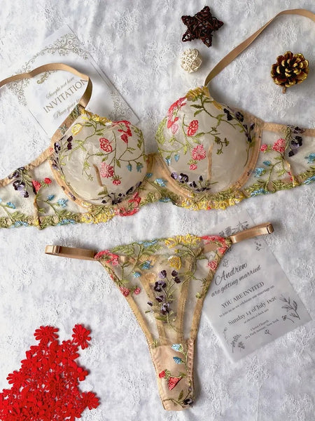 Lingerie Set Floral Gold