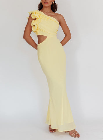 Margo One Shoulder Dress Lemon