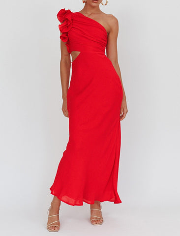 Margo One Shoulder Dress Red