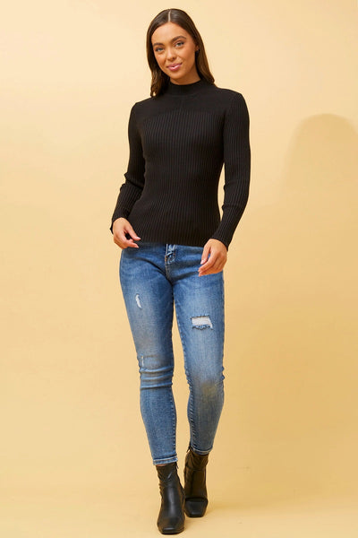 Mel Rib Knit Black