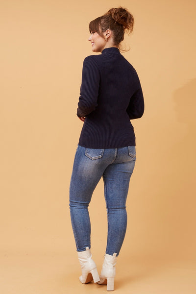 Mel Rib Knit Navy