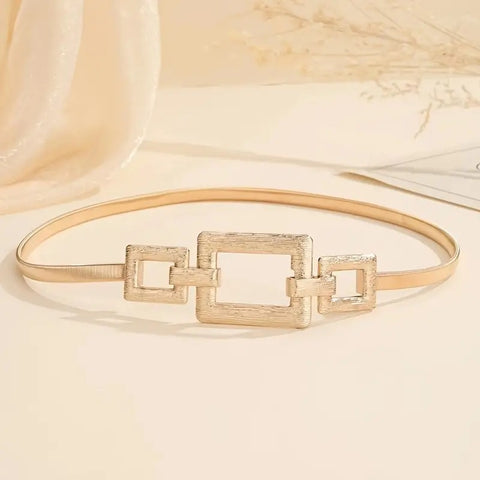 Rectangles Stretch Belt Gold