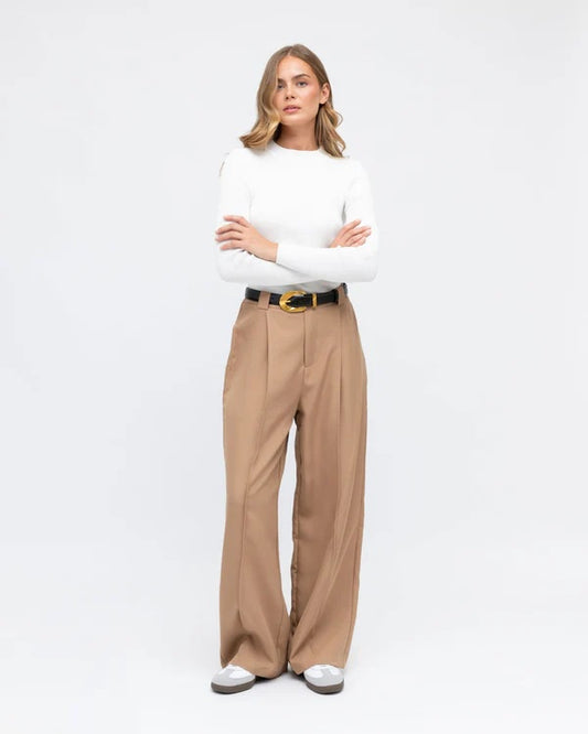 Relaxed Fit Seamed Pant Taupe
