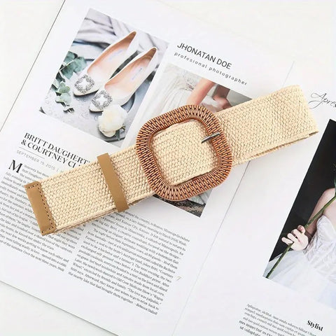 Mia Stretch Woven Belt Cream