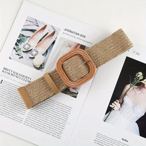 Mia Stretch Woven Belt Wheat