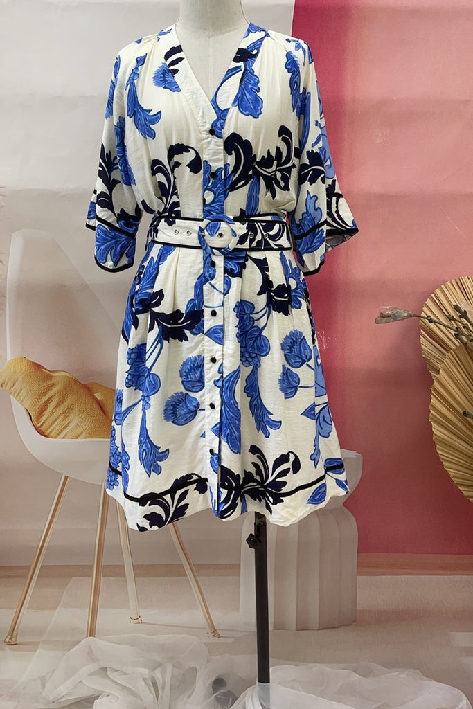 Stacey Dress Blue Print