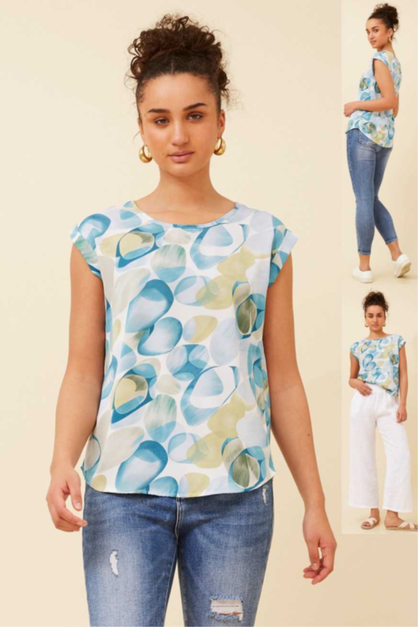 Shell Top Swirls Blue