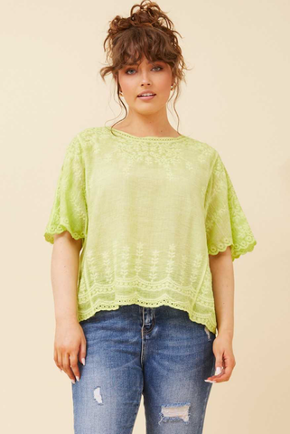 Stella Cotton Lace Top Lime