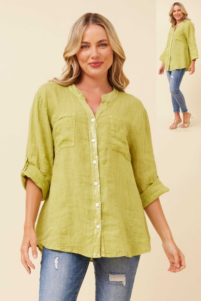 Italian Linen Shirt Chartreuse