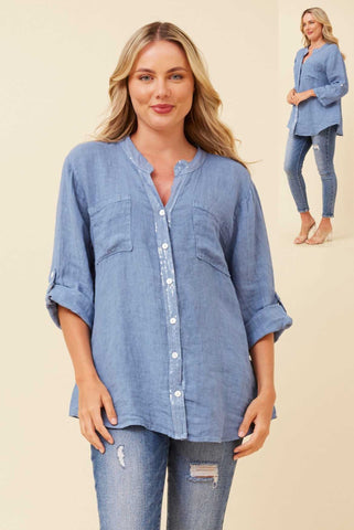 Italian Linen Shirt Blue