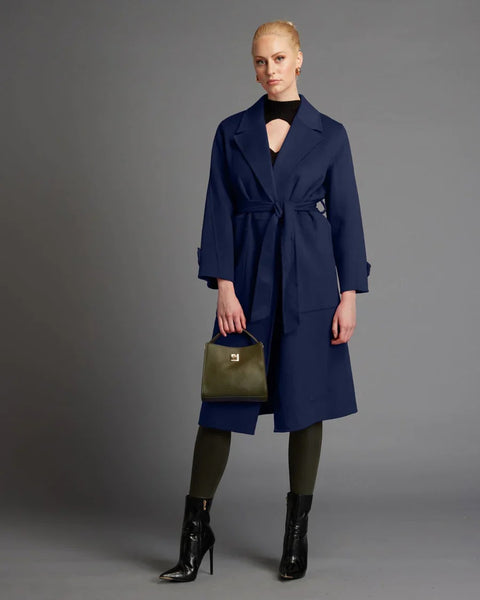 Wrap Belted Trench Coat Navy