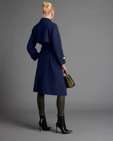 Wrap Belted Trench Coat Navy